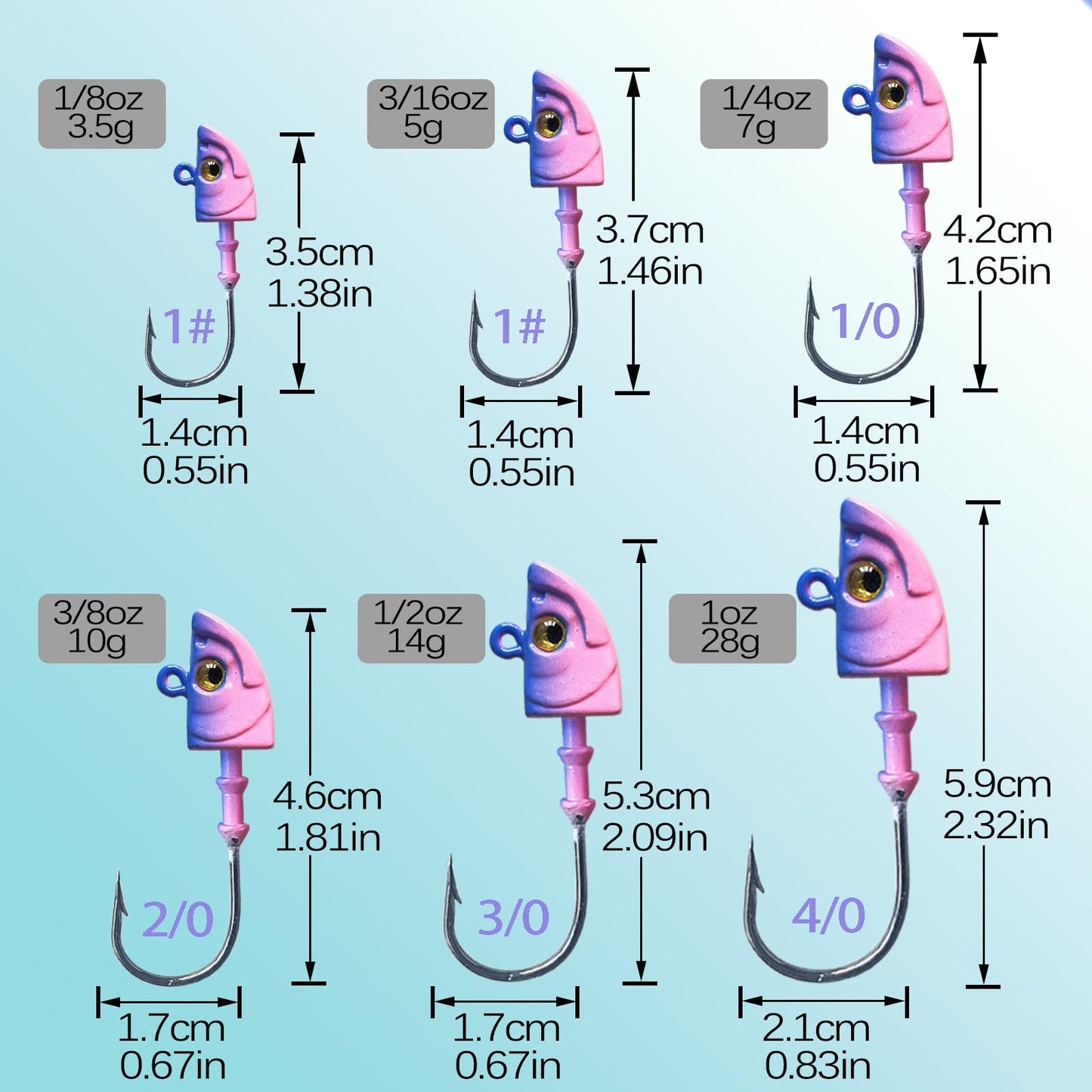 FISHCORNER Swimbait Jig Head Swimbait Jigs with 3D Eyes Minnow Jig Heads for Fishing Saltwater 10 pcs/Set 3/16oz