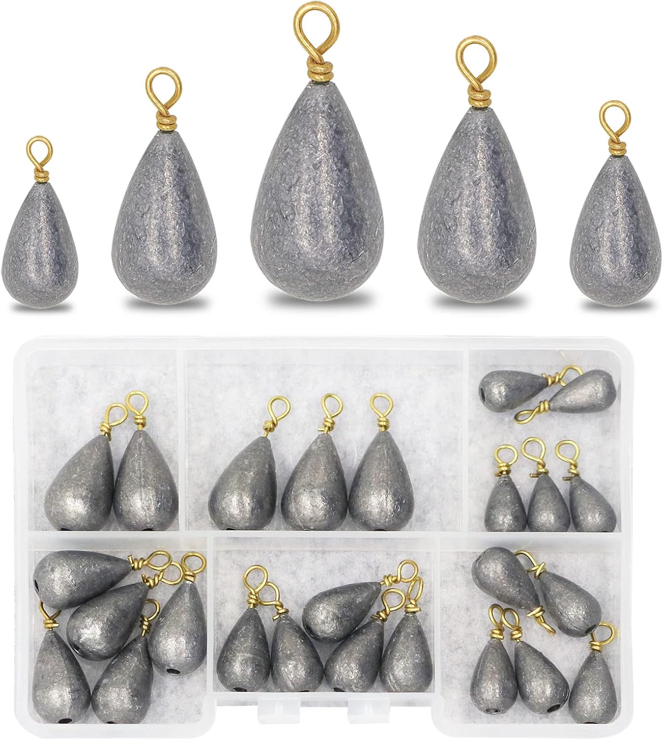 Fishing Weights Sinkers Kit - 25-Piece Assorted Bass & Catfish Weights for Saltwater & Freshwater Fishing