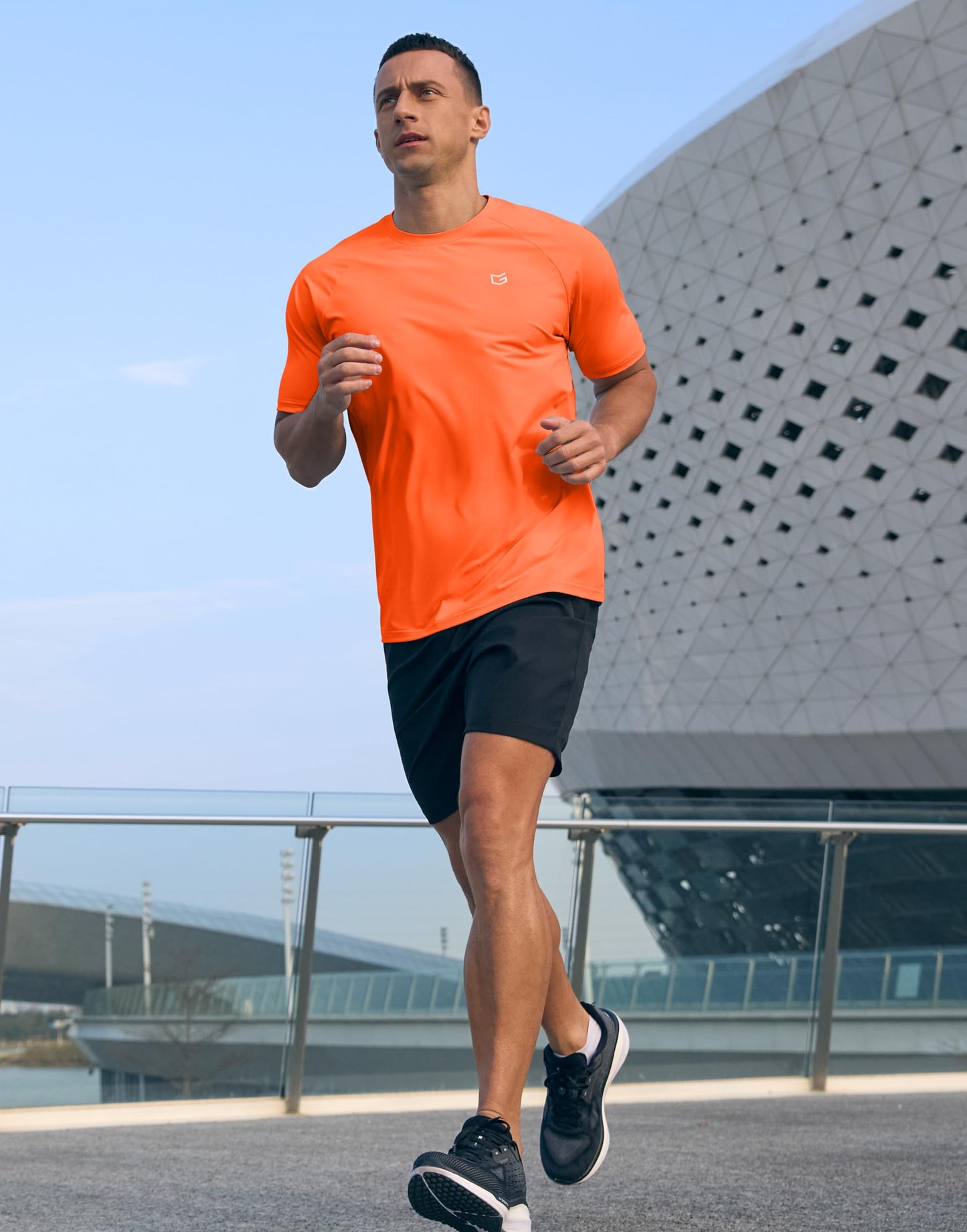 G Gradual Men's Athletic Workout T-Shirts Moisture Wicking Cooling Running Shirts Short Sleeve Performance Tee for Gym Tennis(Orange,4XL)