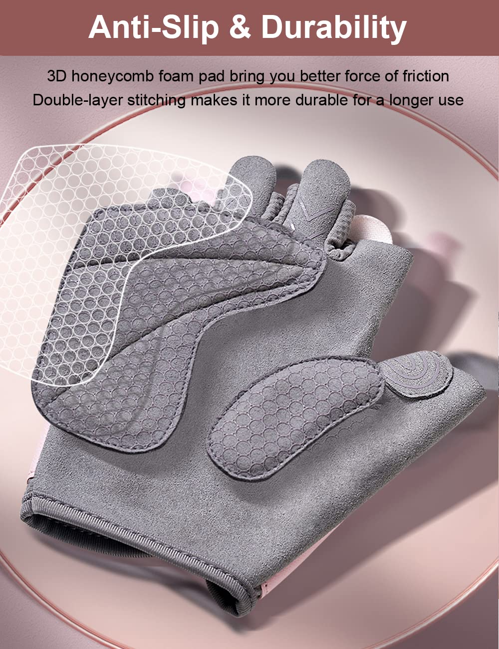 SUJAYU Workout Gloves Women, Gym Gloves for Women Gym Gloves for Working Out, Weight Lifting Gloves for Women Fitness Gloves, Guantes para Gym Mujer (Grey, Medium)