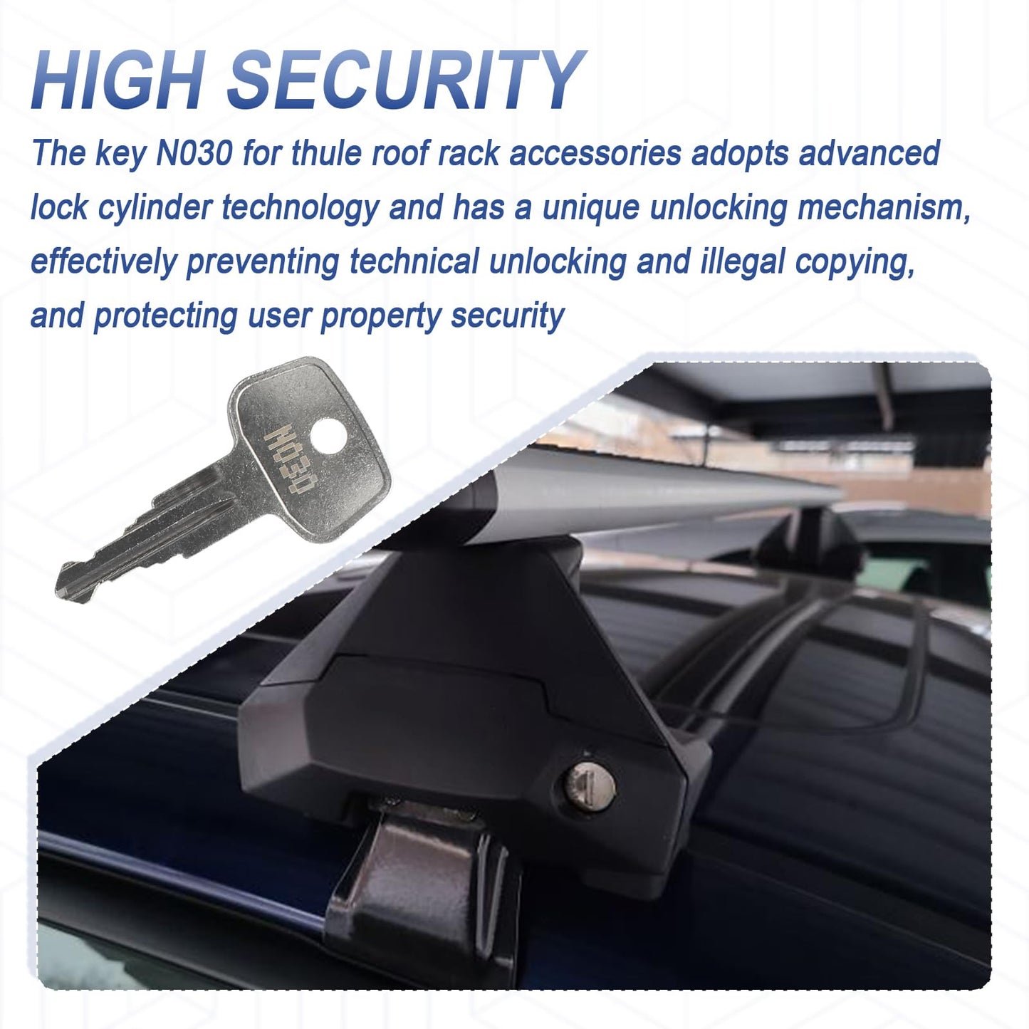 Hugexpen N030 Key Replacement for Thule Rack Core, Key Cylinder for Bike Rack Lock, Roof Cargo Lock, Roof Rack Locks, Cross Bars, Towers, Ski Rack Etc
