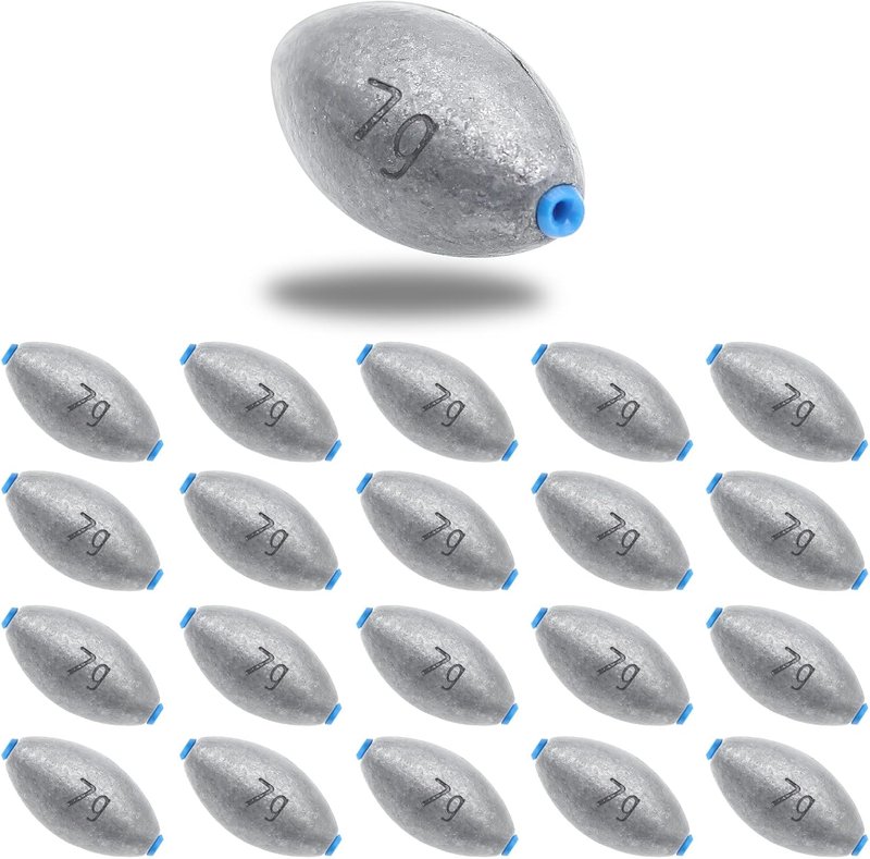 Egg Sinkers Fishing Weights - Lead Oval Bullet Design for Saltwater & Freshwater | 1/4oz to 3oz