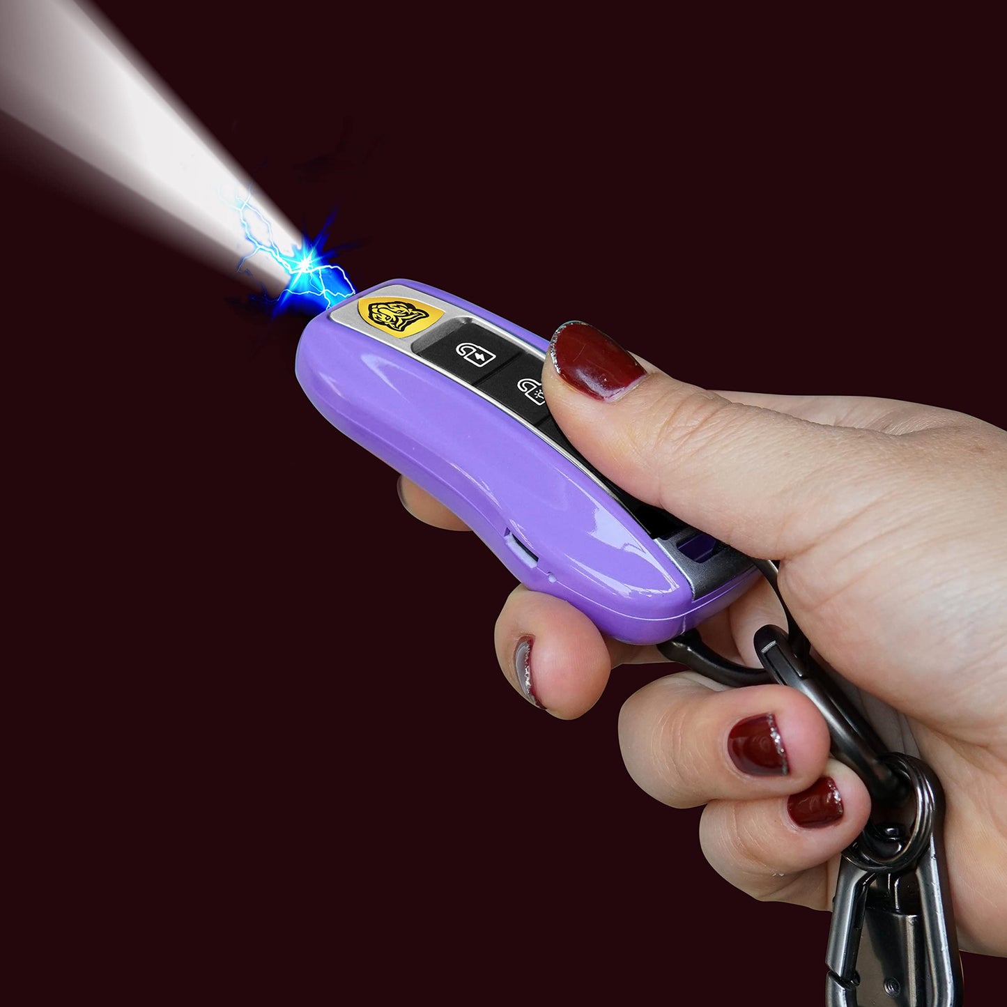 Rechargeable Stun Guns Self-Defense with LED Flashlight,Rechargeable Stun Gun for Woman (Purple)