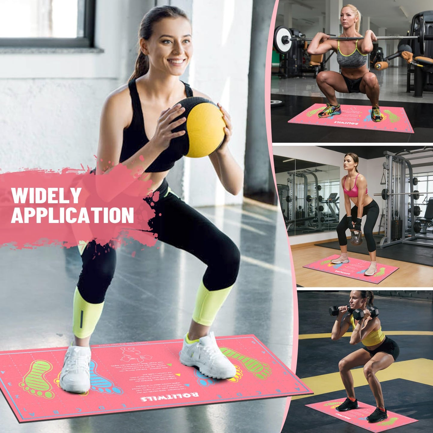 31.5'' X 13.8'' Anti-Slip Squat Mat with Foot Position Guides, Professional-Grade Exercise Mat Perfect for Squats, Leg Training and Lunges, Enhancing Muscle Activation, Versatility and Safety for Home Fitness Enthusiasts