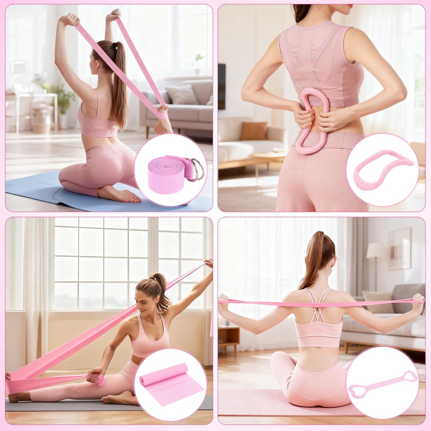 Pilates Kit with Pilates Equipment and Pilates Ring and Ball Set, 13-Piece Pilates Essentials Kit for Women for Home Workouts with Resistance Bands, Yoga Strap, Stretch Band, Arm Trainer & Socks