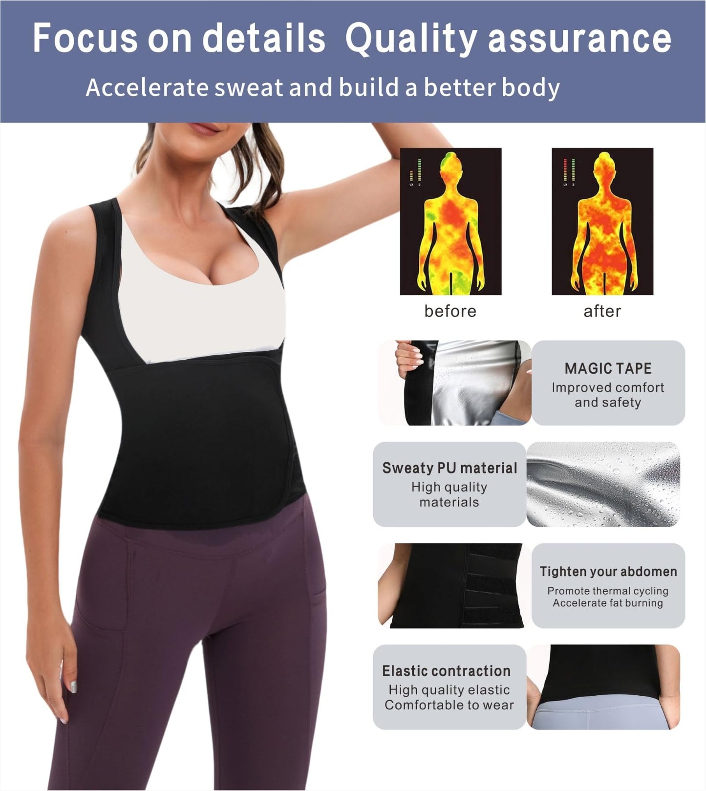 Dokelovy Women's Sauna Vest Waist Trainer - Adjustable Tummy Control Workout Shaper for Belly, Sweat Enhancer for Gym, Yoga