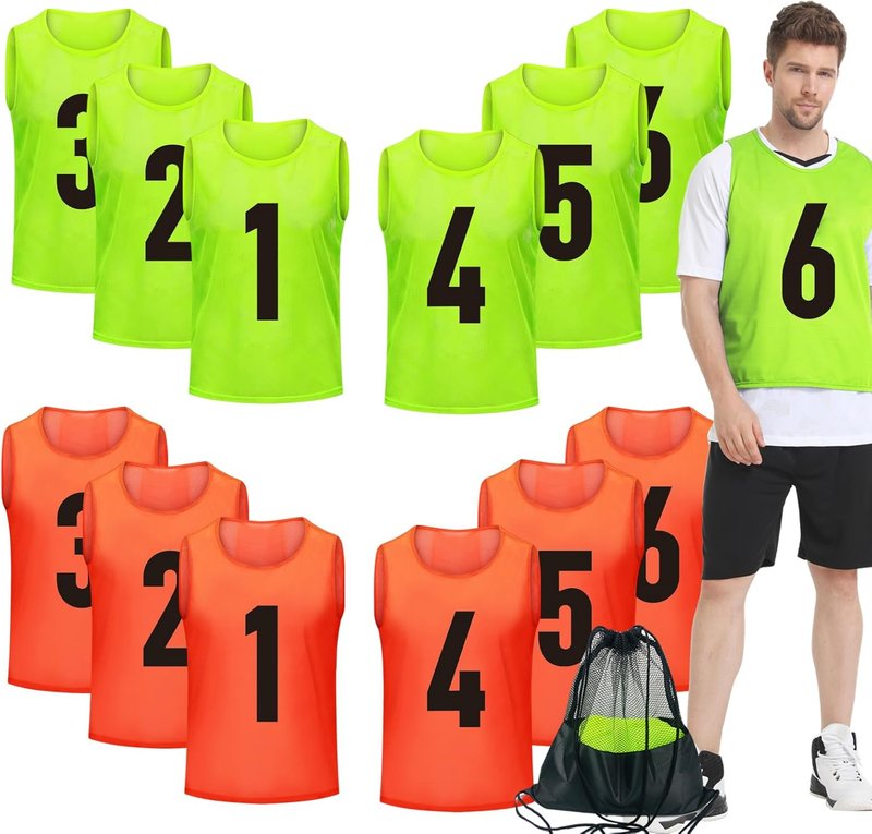 Youth Soccer Pinnies - Scrimmage Practice Vests with Numbers | Basketball & Football Bibs