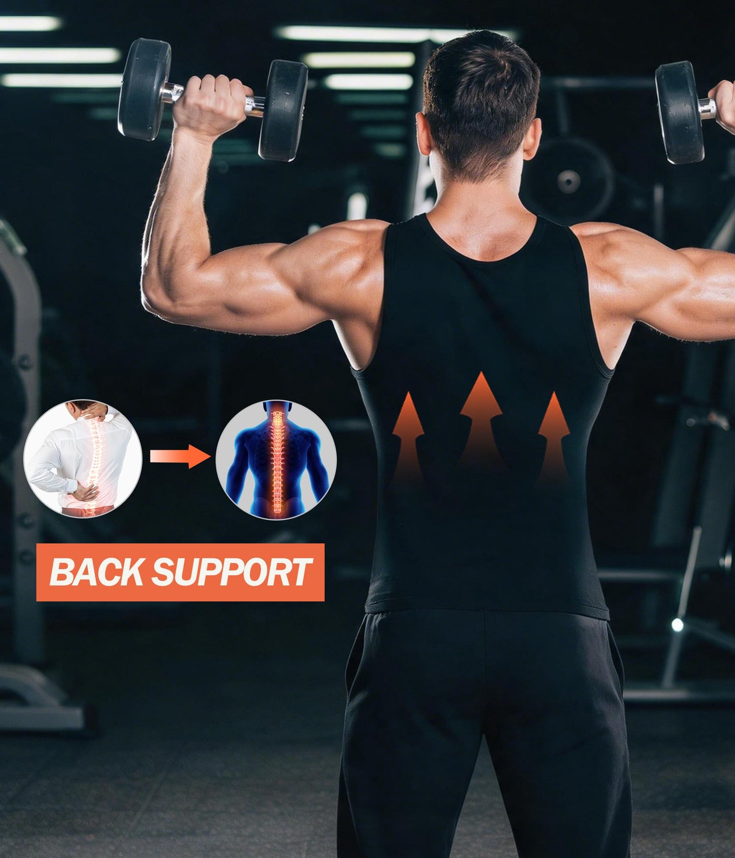 FUXERT Sauna Vest for Men Waist Trainer Sauna Shirt for Men Zipper Sweat Belt Tank Top for Belly Fat(BK L/XL)