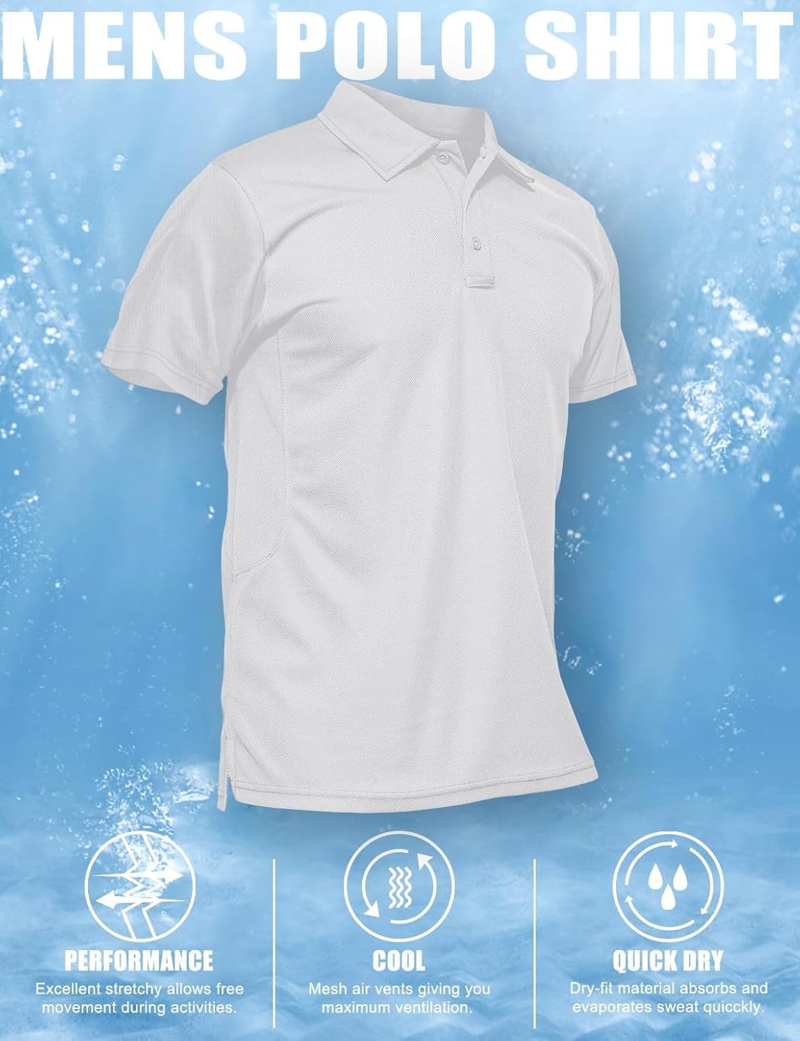 Men's Quick Dry Tactical Polo Shirt - Performance Short Sleeve Pique Jersey for Golf | Comfortable Fit
