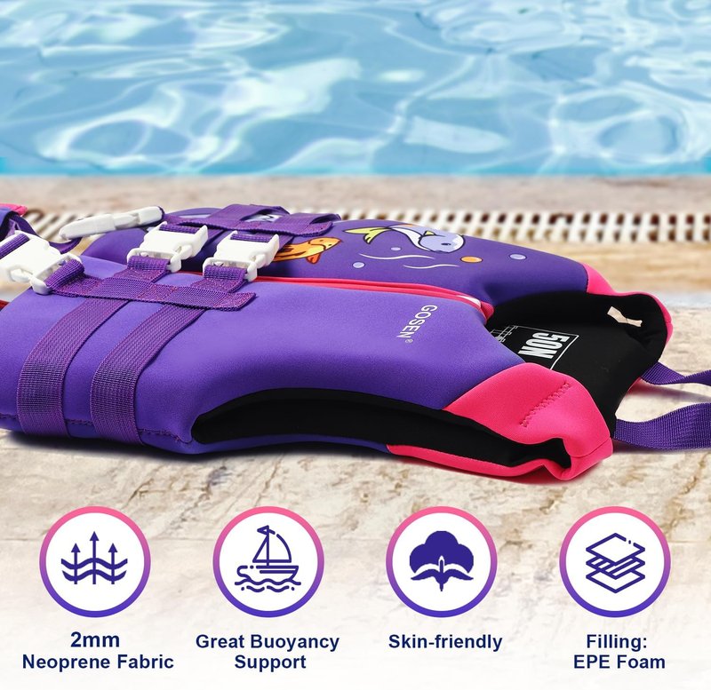 Kids Swim Vest - Adjustable Floaties for 24-66 lbs | Safe Swimming Aid for Ages 2-6