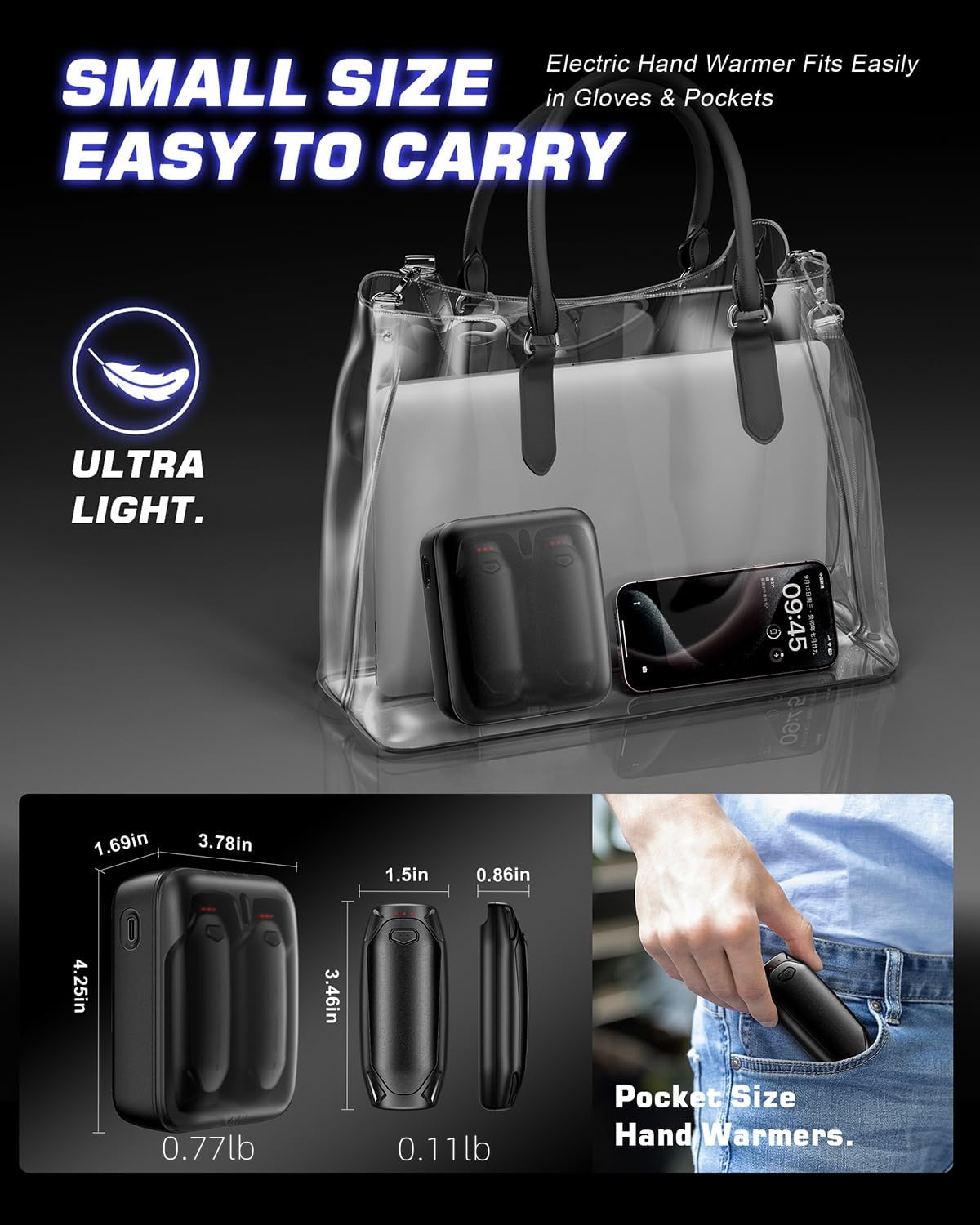 Rechargeable Hand Warmers - 2 Pack 14000mAh Electric Hand Warmers with Charging Case | Portable Magnetic Heater for Camping, Golf, Hunting