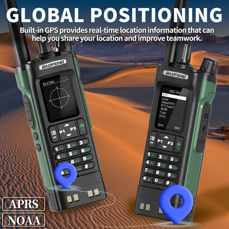 Ham Radio Baofeng DM32 DMR Radio Handheld Rechargeable Walkie Talkies Long Range DM32UV Two Way Radio NOAA Weather Radio with GPS, Copy Frequency 2500mAh Battery USB-C Charging With Radio Holster