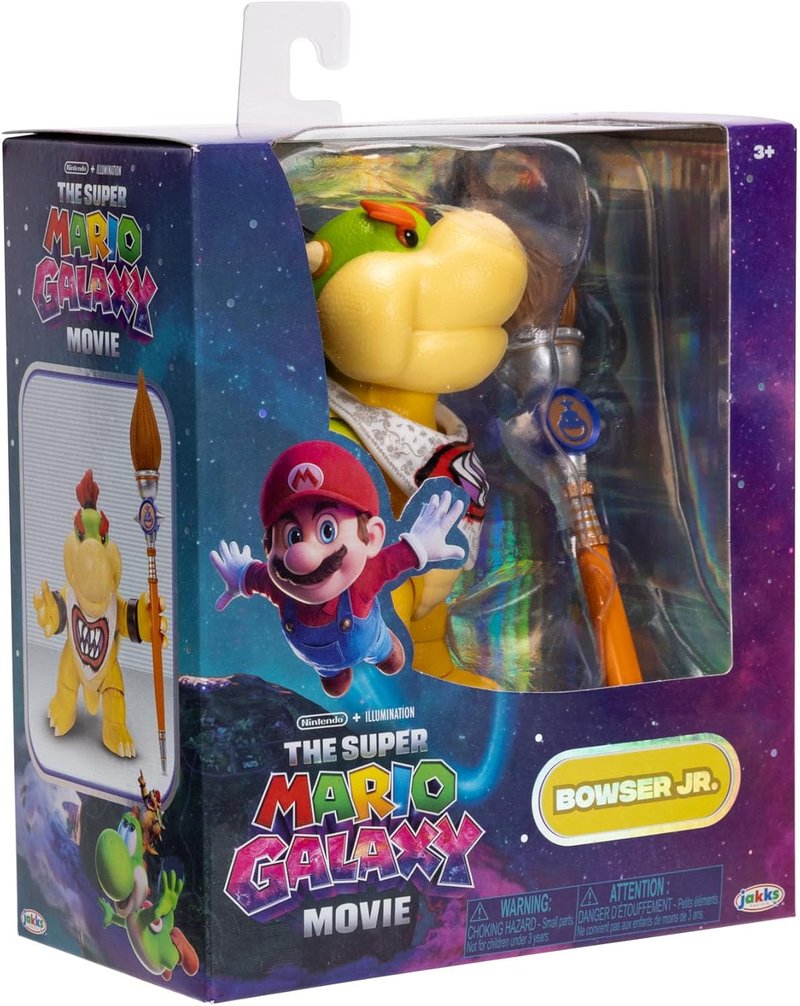 Super Mario Galaxy Action Figure - Bowser Jr. with Paint Brush Accessory | 5” Premium Detailing & 17 Points of Articulation