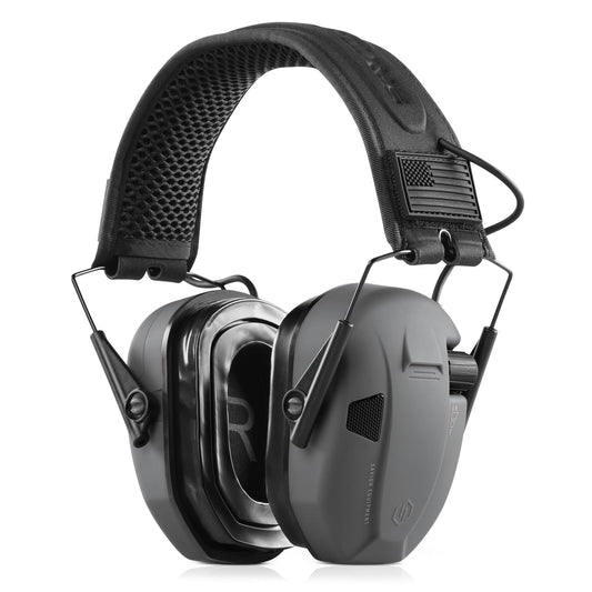 Savior Equipment Apollo Electronic Earmuffs Ear Protection for Shooting w/Soft Gel Ear Pads & Padded Headband, Gray