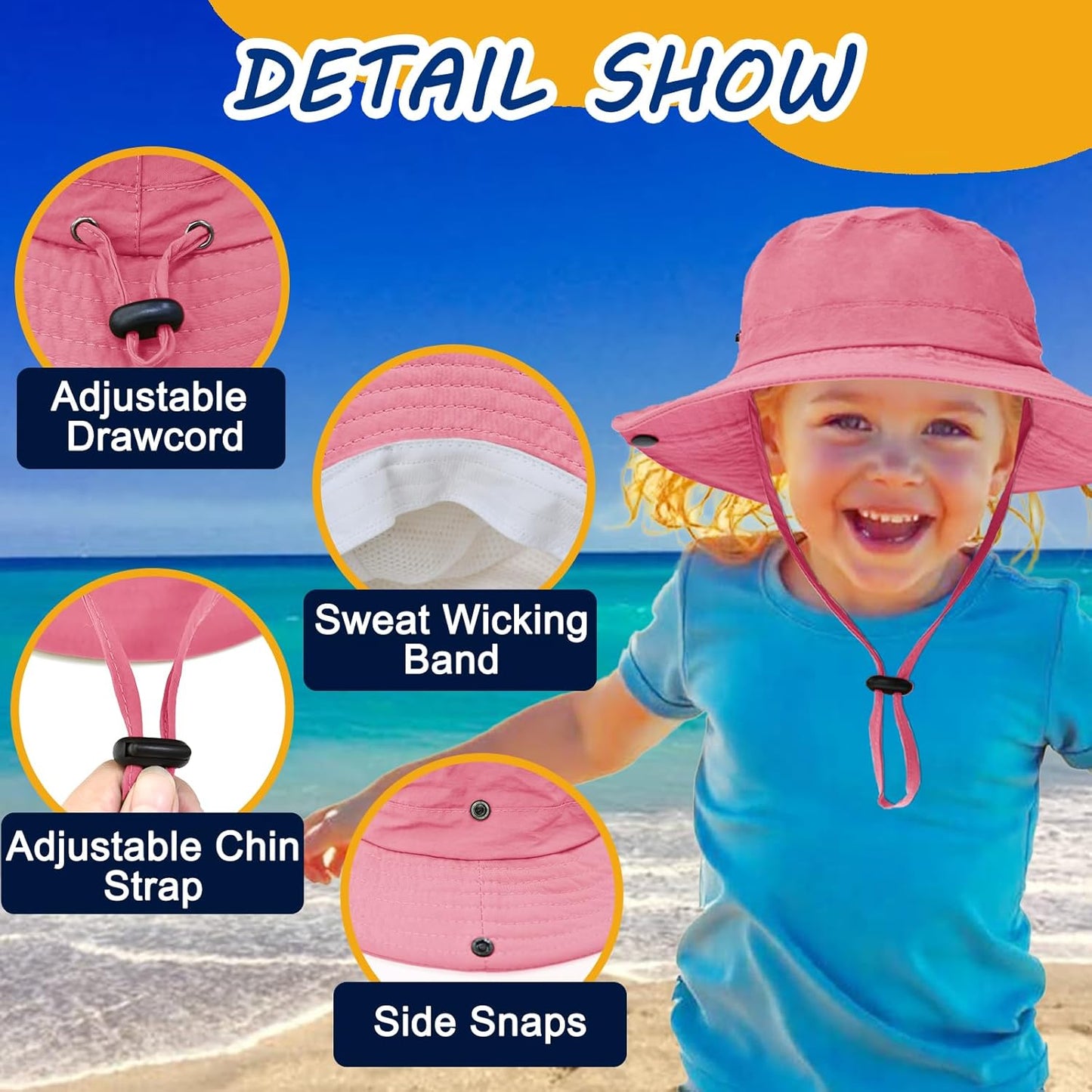 Kids Outdoor Sun Hat - UPF 50+ Quick-Dry Foldable Bucket Hat for Fishing & Safari | Lightweight & Adjustable
