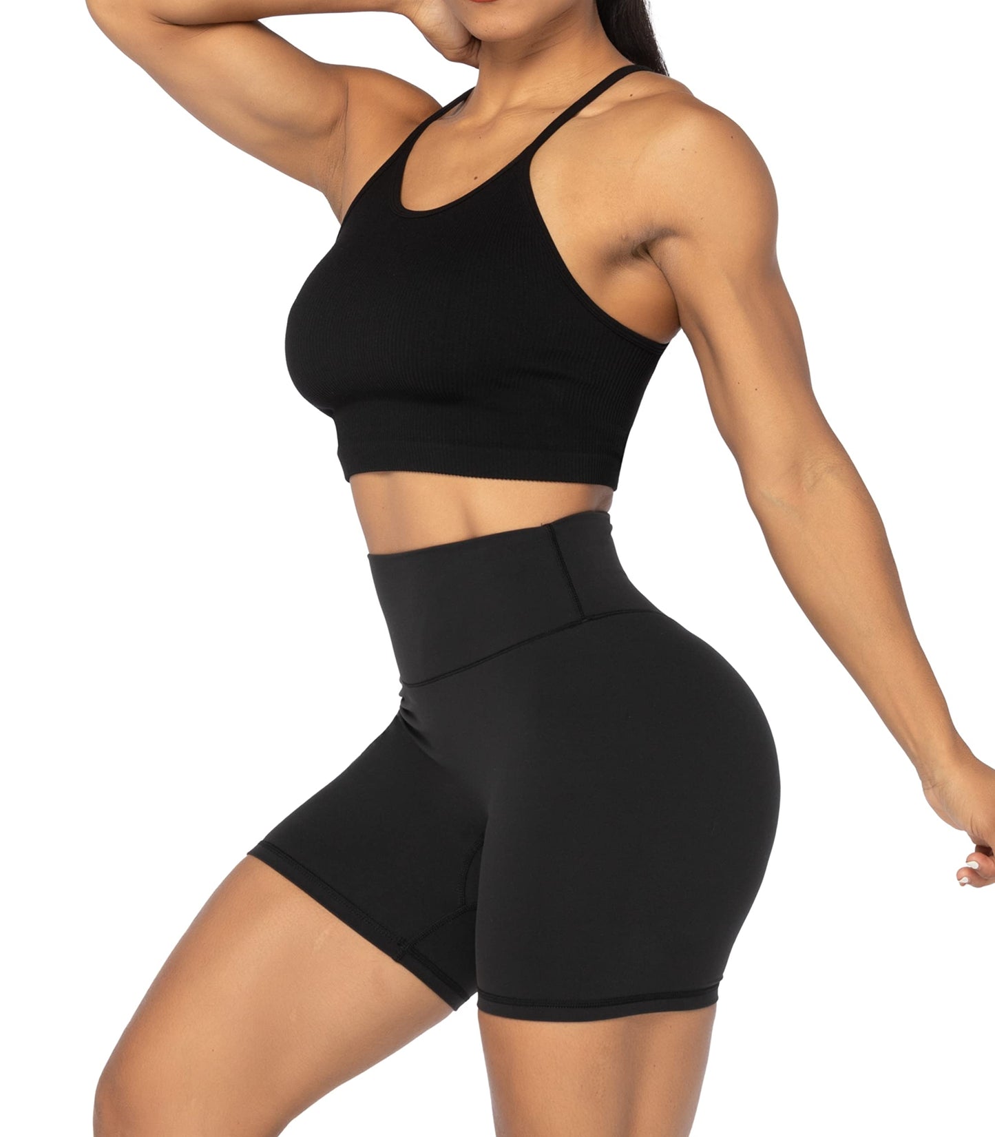 Sunzel Women's No Front Seam High Waisted Biker Shorts for Yoga Workout
