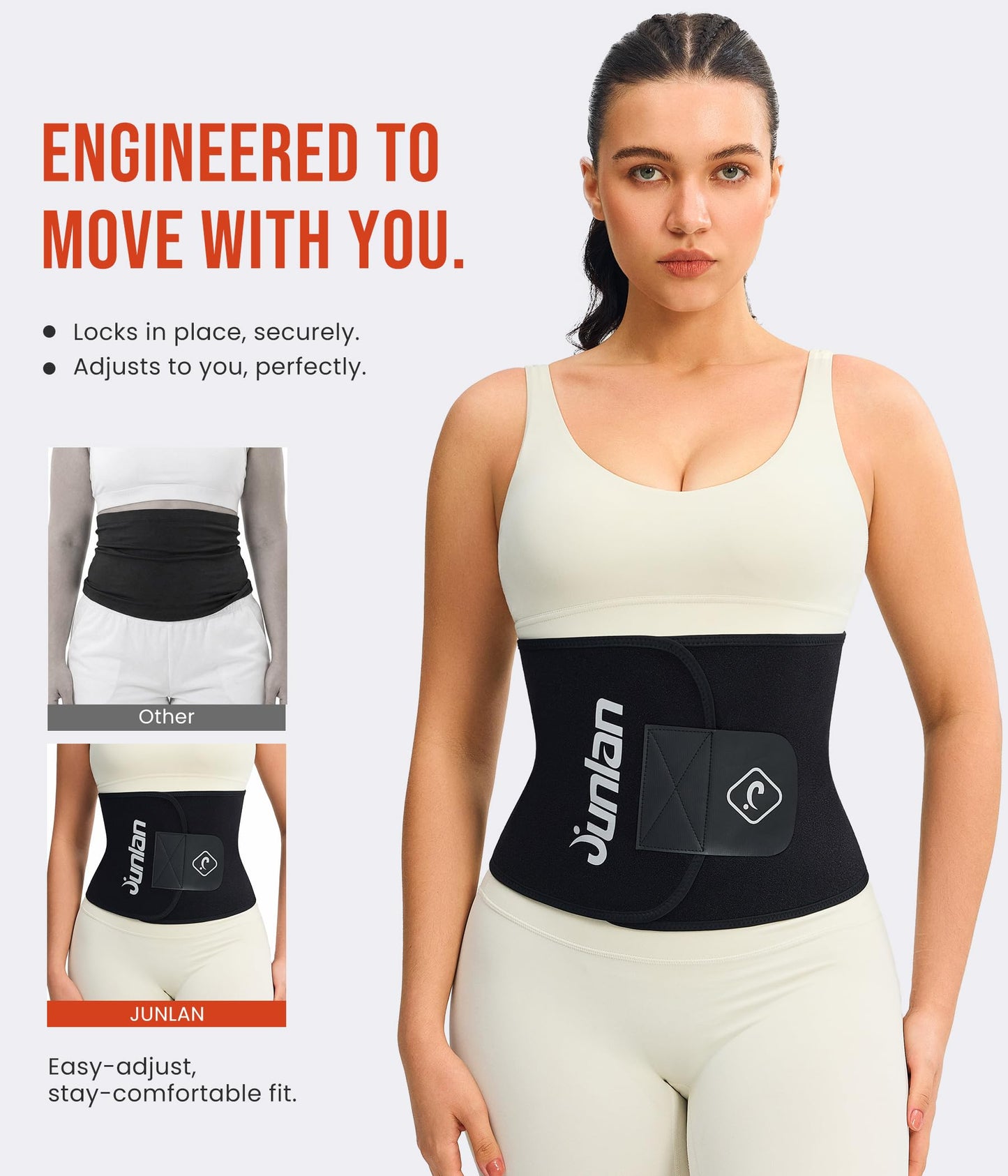 Junlan Waist Trainer for Women - Sweat Band for Stomach Working Out(Black,Small)
