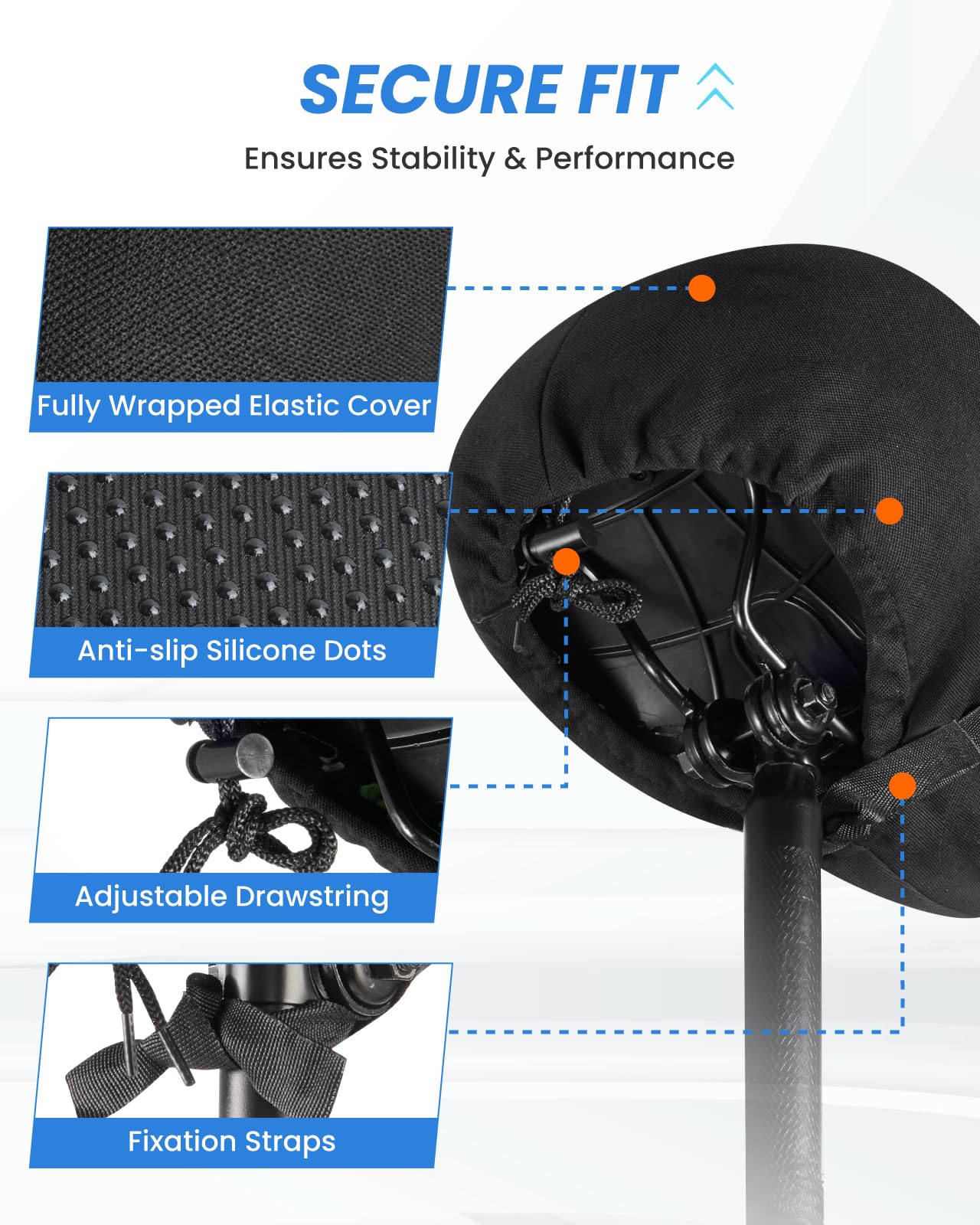 Fitense Bike Seat Cushion, Wide Comfort Bike Seat Cover for Men Women, Exercise Bicycle Seat Cushion Padded Cover Compatible with Peloton, Mountain Stationary Bikes, Indoor & Outdoor, Black