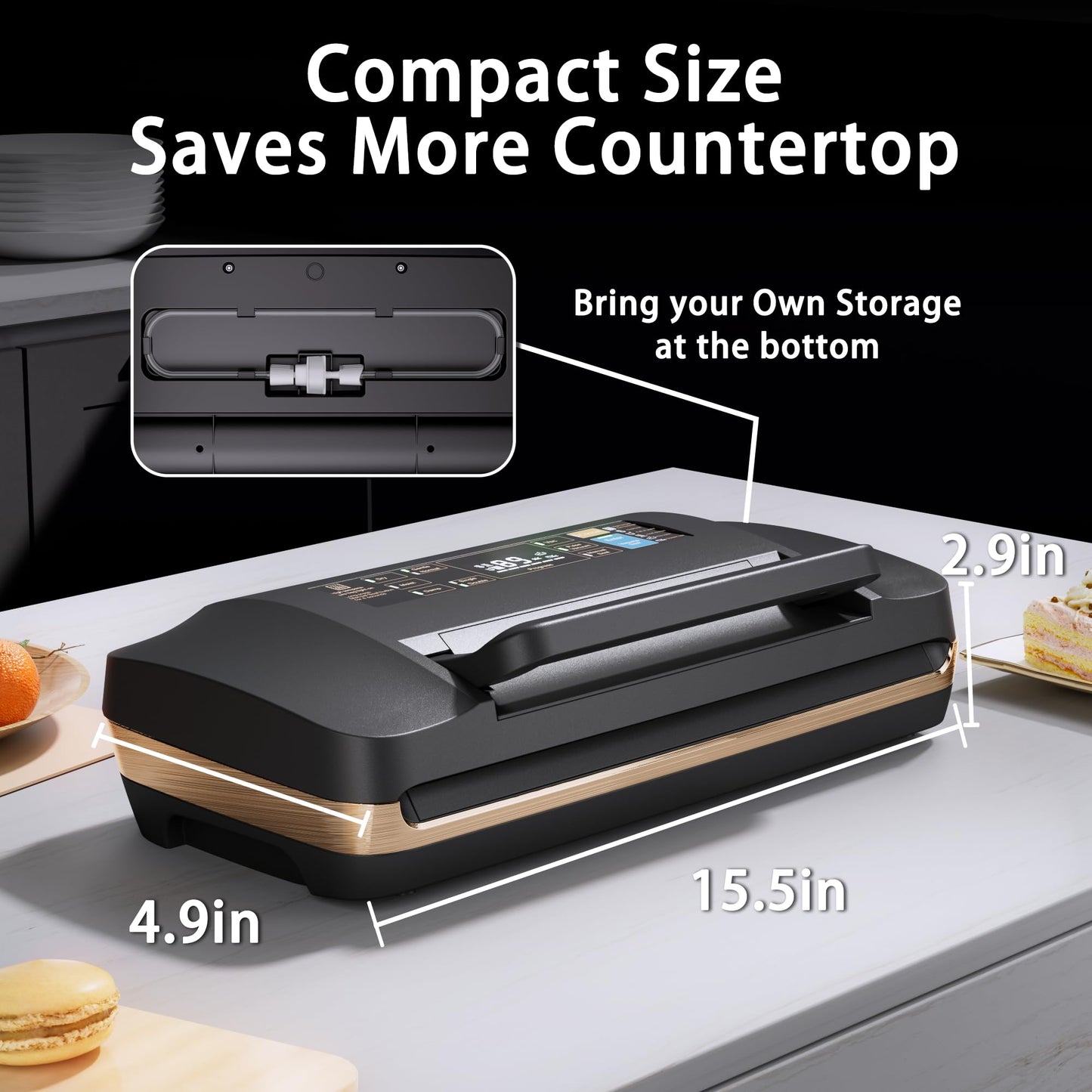 95kpa Commercial Vacuum Sealer Machine,Full Automatic Food Sealer, With 10-in-1 Functions,Easy-Lock Handle, Double Heat Seal,Vacuum sealer for food With Bags Storage, Built-in Cutter,Progress Display