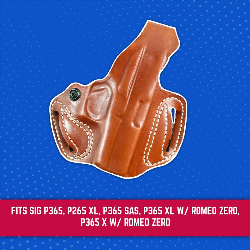 DeSantis Thumb Break Mini Slide OWB Holster - Leather Holster, Open Carry, Compatible with the Sig P365, P265 XL, P365 SAS, P365 XL w/ Romeo Zero, P365 X w/ Romeo Zero - Right Hand Draw, Tan