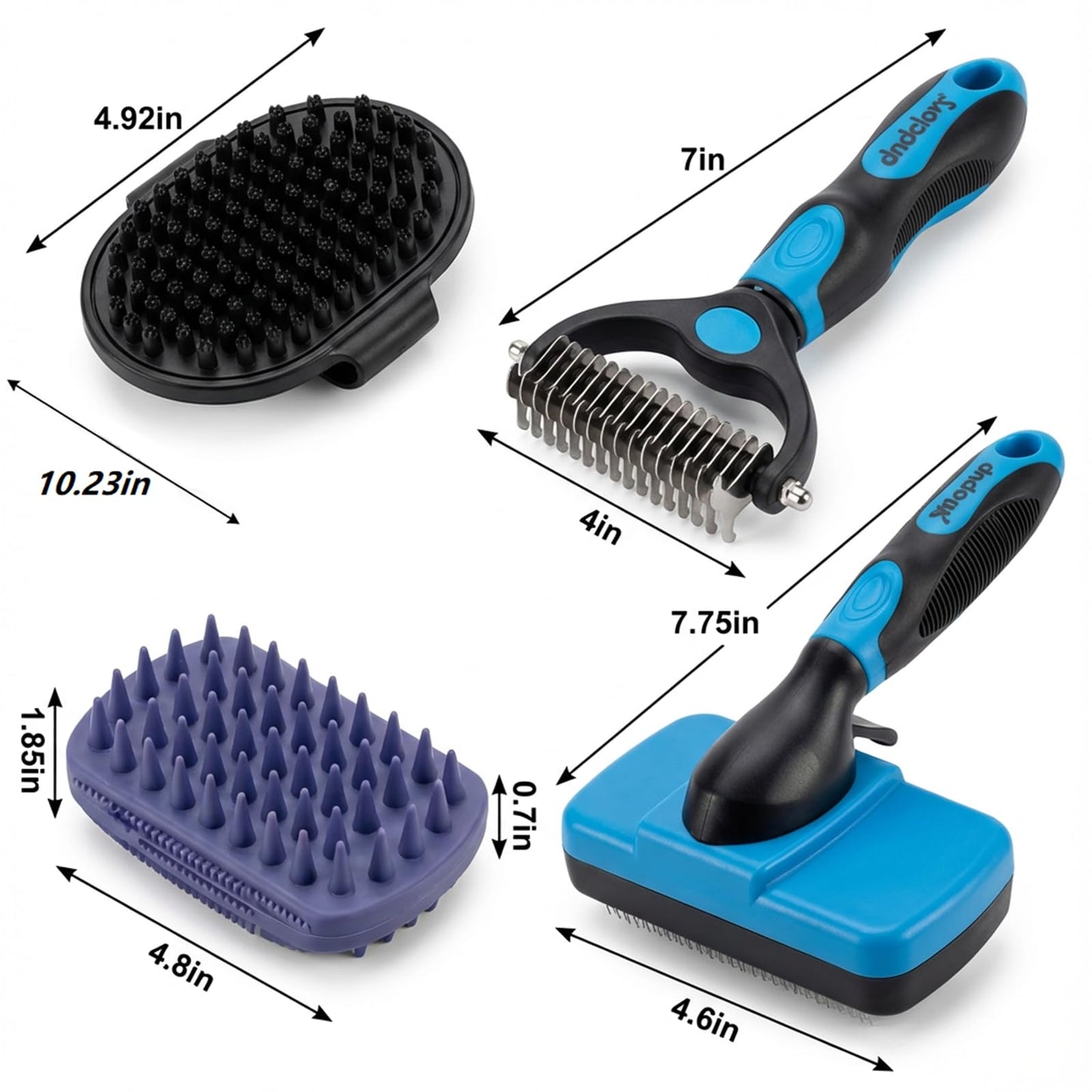 PETIMP STORE 4PCS Self Cleaning Slicker Brush, Pet Grooming Rake, Bath Brush & Massage Brush for Short/Long Haired Dogs, Cats & Horses, Pet Grooming Deshedding Tools - Pet Supplies (Green Black)