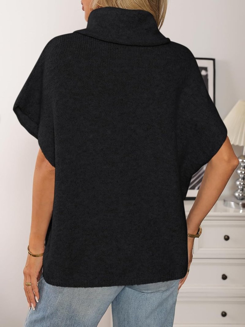LILLUSORY Women's Oversized Mock Turtleneck Sweater - Cozy Batwing Sleeves | Fall Winter Chunky Top