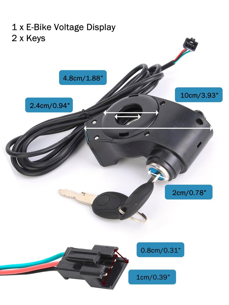 Haosie E-Bike Throttle Control Switch, Speed Switch Lock with LCD Display, Accelerator Voltage Display with Key Lock for E-Scooter Electric