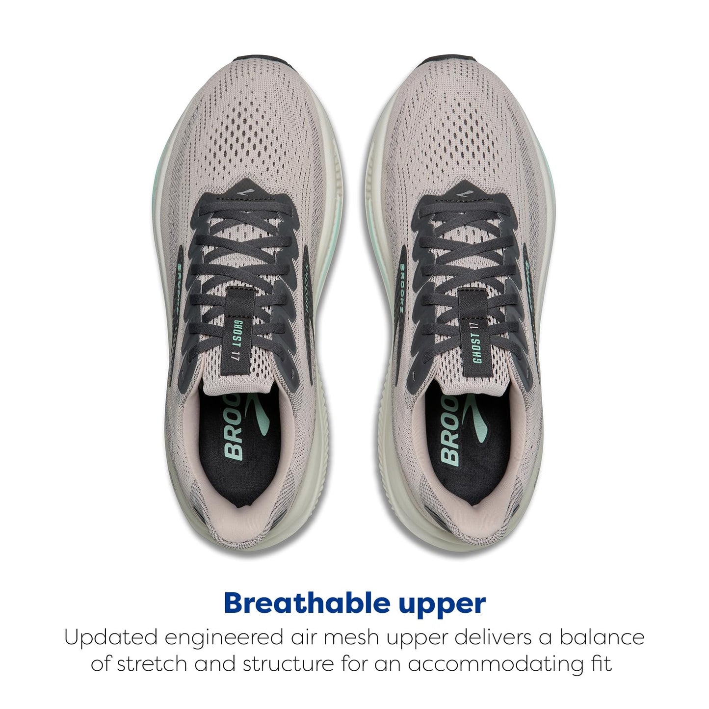 Brooks Women’s Ghost 17 Neutral Running Shoe - Mauve/Yucca/Bluewash - 5 Medium