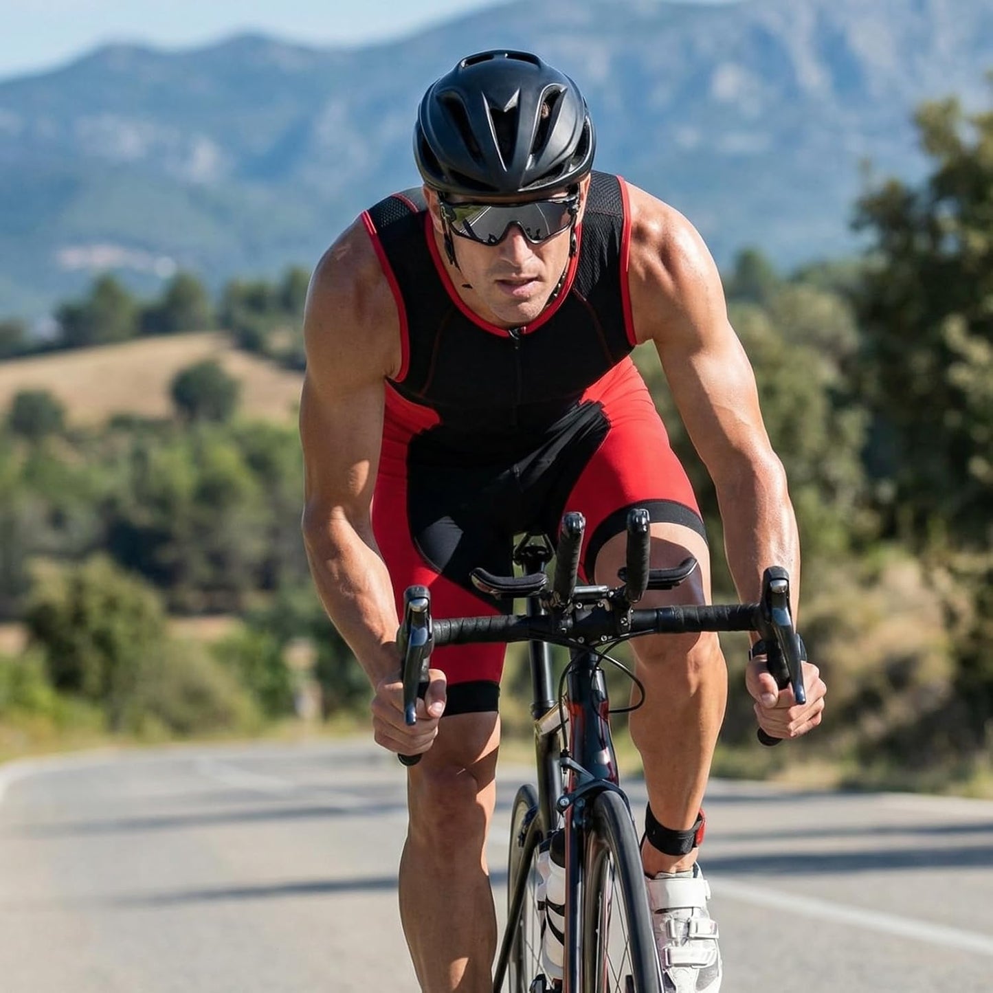 Men's One-Piece Triathlon Suit - Sleeveless Trisuit for Running, Cycling & Swimming