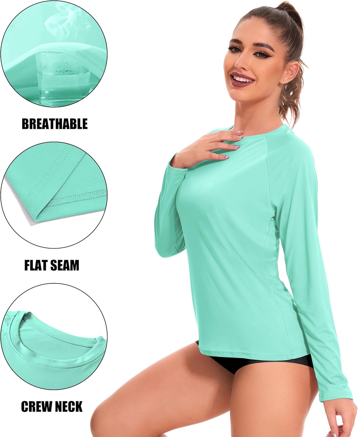 4 Pack Women's Rash Guard - UPF 50+ UV Sun Protection Long Sleeve Swim Shirt | Ideal for Workout & Hiking