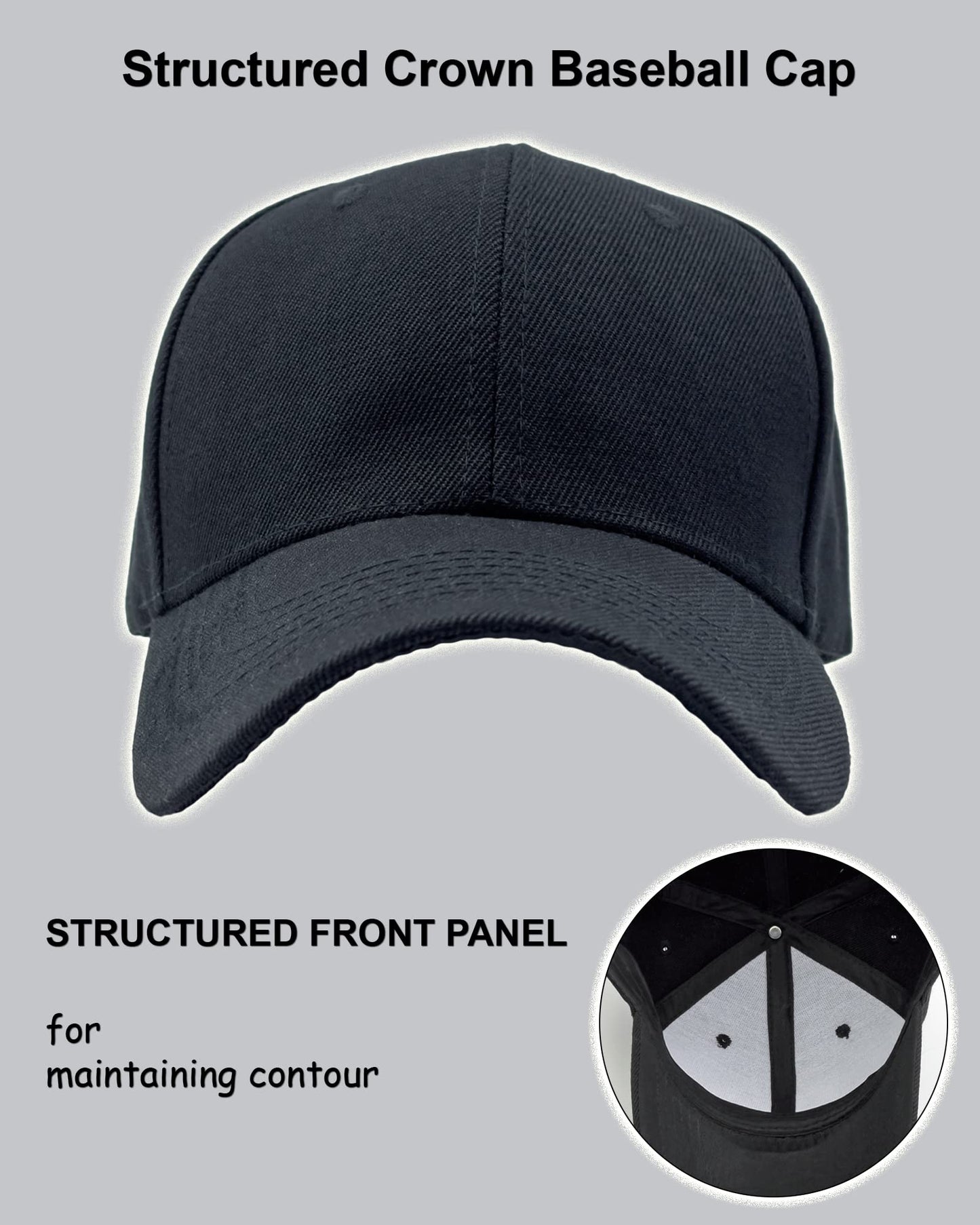 Utmost Structured Baseball Cap with Adjustable Closure - Performance Hat for Outdoor Activities (1pc Black)