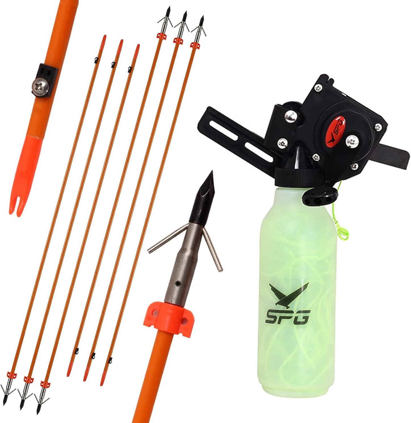 Bowfishing Reel Kit - Complete Archery Bow Fishing Set with Fiberglass Arrows | Durable Accessories for Anglers