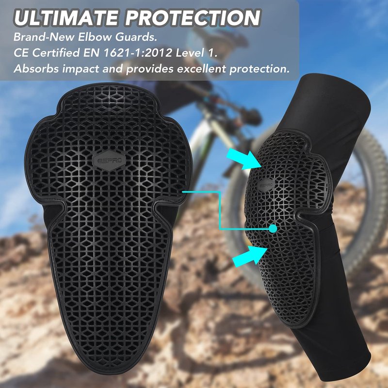 surlim Elbow Pads,Mountain Bike Elbow Guards,MTB Elbow Pads,BMX,Skate & Skateboarding Elbow Armor,1 Pair(Black, Large)
