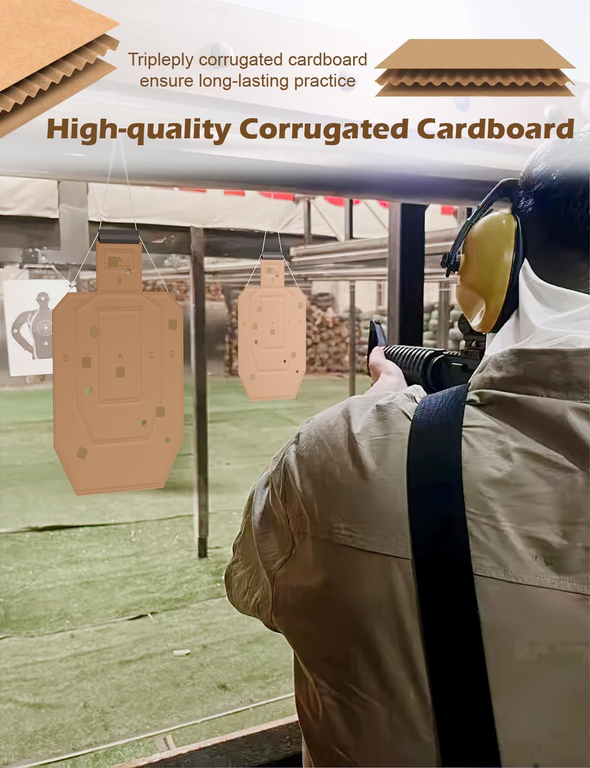 LAKINGO Cardboard Targets for Shooting, 30x18in Classic Silhouette Target with 1000 Pcs Square Target Pasters, Tactical Training