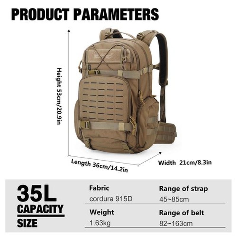 Mardingtop 35L Molle Tactical Military Backpack for Men，Cordura Backpack for Hiking,Camping,Survival