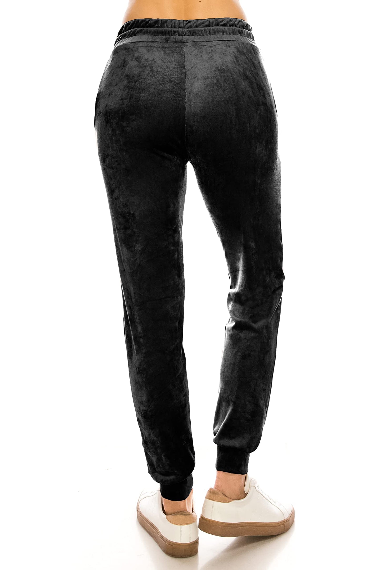 ALWAYS Women's Velvet Velour Joggers - Solid Basic Premium Soft Stretch Warm Winter Sweatpants Pants Black XL