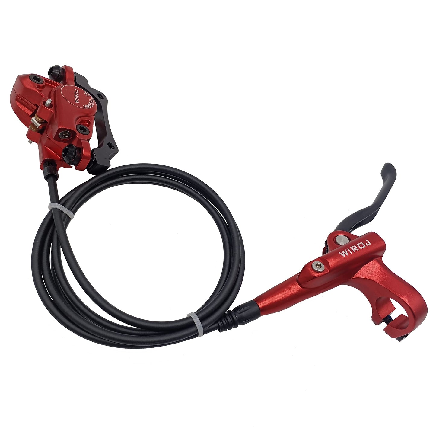 WIROJ Mountain Bike Hydraulic Disc Brake Set, Front & Rear Disc Brake Kit Fit Bicycle MTB XC Trail, e-Bike, Fat Bike, Upgrade kit for Mechanical Disc Brake (Red - Left Front & Right Back)