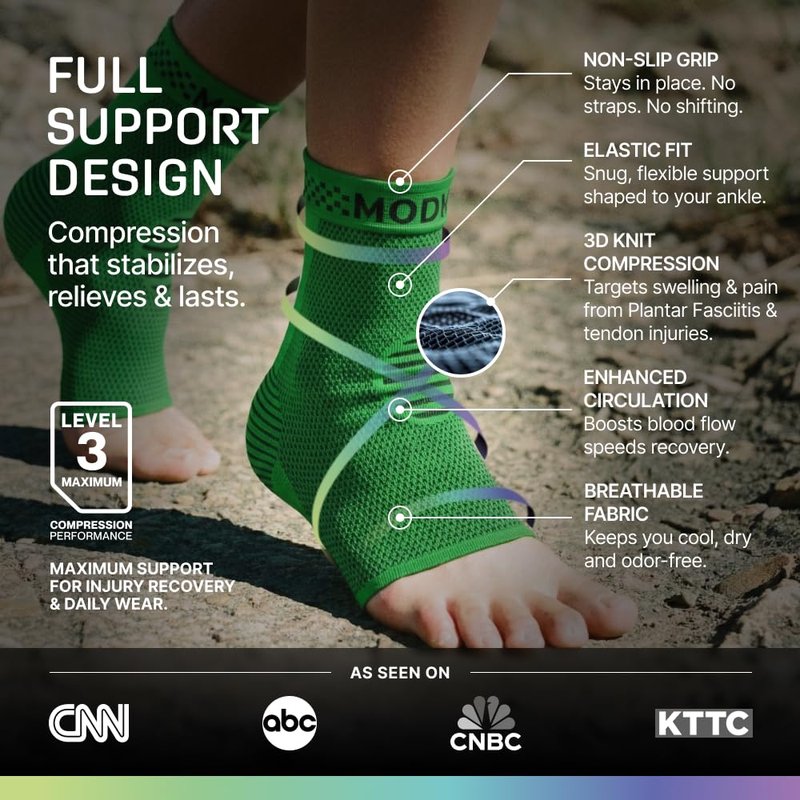 Modvel Foot & Ankle Brace Socks for Sprained Ankle Compression Sleeve - Foot Support for Women & Men - Tendonitis & Arthritis Ankle Brace Sports Running, Torn Ligaments & Women Stabilizing Ankle Wrap