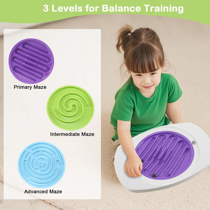 Zozimix Balance Board with Maze for Kids, 20 inch Labyrinth Wobble Board Rocking Seesaw Sensory Training with 2 Balls & 2 Replacement Labyrinth Disks, Non-Slip Pedals Indoor Outdoor for Boys Girls