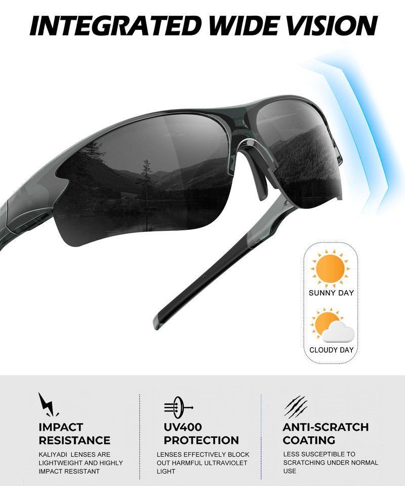 CIFOYA Polarized Sports Sunglasses for Men and Women - UV Protection Half Frame Sun Glasses for Running Baseball Fishing