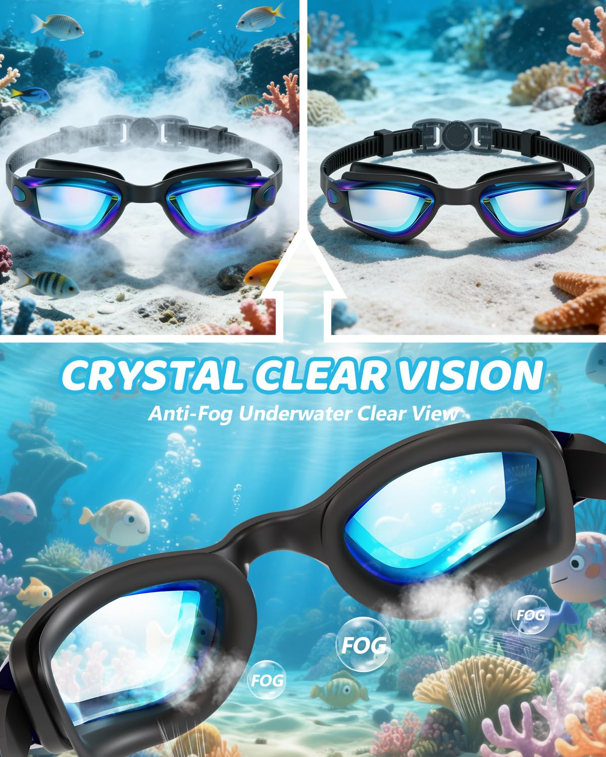 Aegend Swim Goggles for Kids Youth 3-14 Anti-Fog Anti-UV Comfort Fit Goggles for Swimming