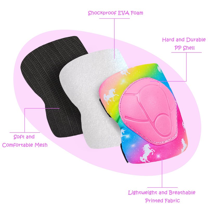 Knee Pads for Kids Adjustable Protective Gear Set with Mesh Bag Knee Pads and Elbow Pads Wrist Guard for Girls Kids Roller Skates Cycling Skateboard Scooter, 3-8 Years