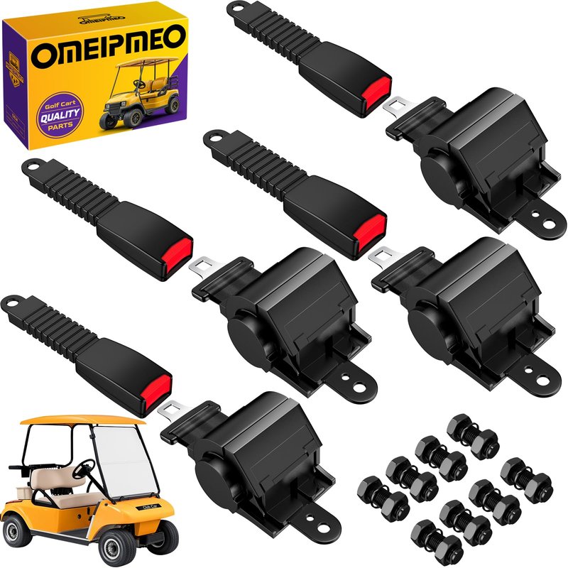 4PCS Golf Cart Seat Belt Kit, 42" Retractable Golf Cart Seat Lap Belt Non-Slip, Soft Padding, One Click Fastening, Universal Front and Rear Golf Cart Seat Belts for Club Car EZGO YAMAHA UTV ATV