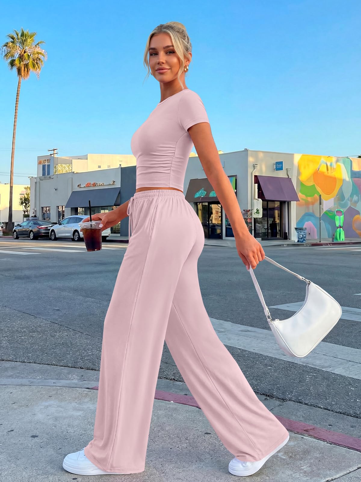 Trendy Queen Womens Petite 2 Two Piece Set 2026 Summer Workout Beach Vacation Cruise Gym Clothes Spring Fashion Lounge Matching School Comfy Airport Travel Outfit Athleisure Clothing