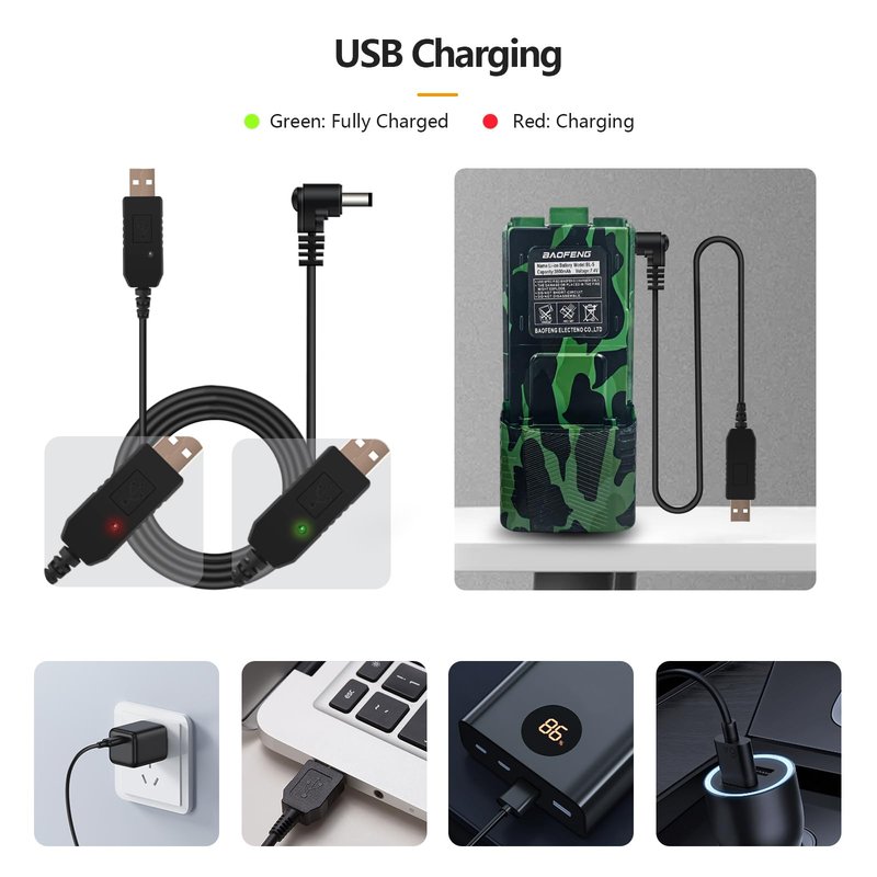 BAOFENG 2 Pack BF-F8HP Battery BL-5 Extended 3800mAh Large Capacity Camo Li-ion Batter for GMRS Radio UV-5R Series