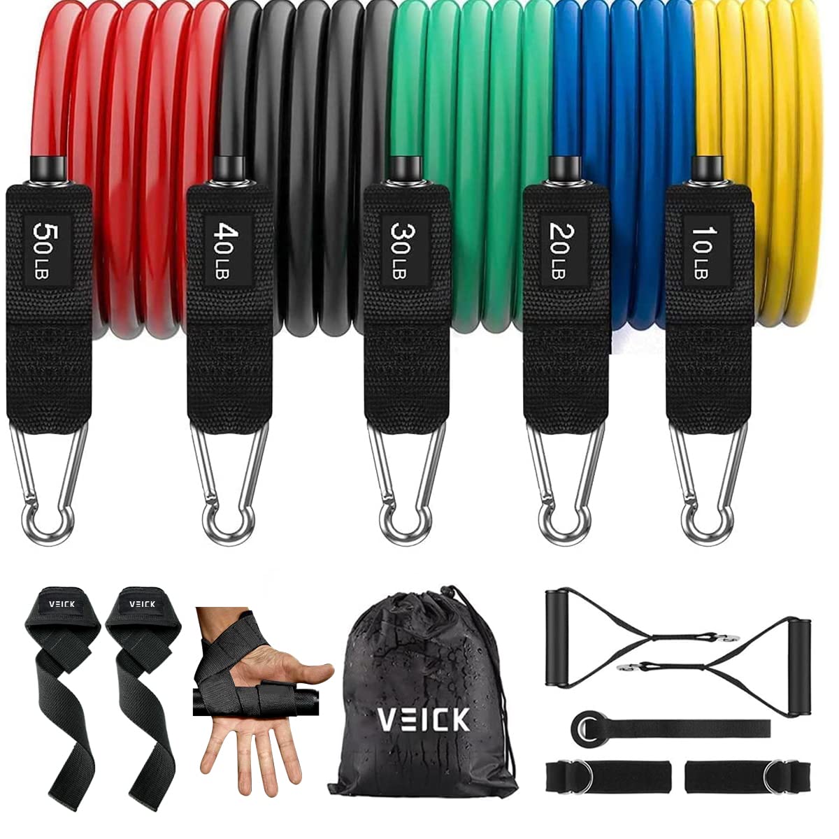 VEICK Resistance Bands, Exercise Bands, Workout Bands, Resistance Bands for Working Out with Handles for Men and Women, Exercising bands for Fitness Weights Work out at Home