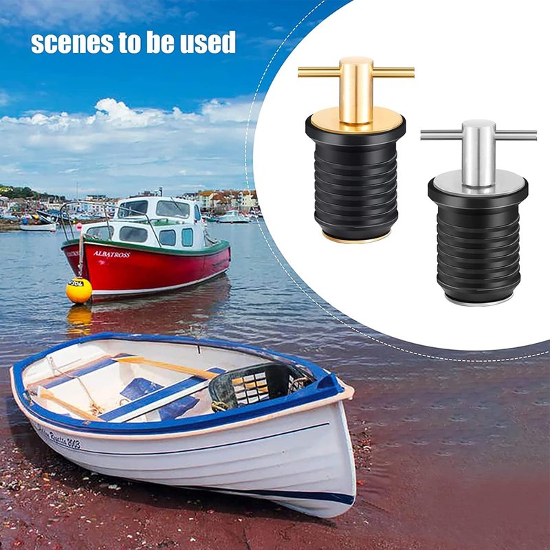 Drain Plug - T-Shape Twist-Turn Marine Boat Drain Plug | Brass Snap Handle, 3/4" to 1-1/4" Sizes