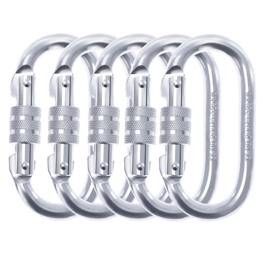 LZ.MZXU Heavy Duty Carabiner Clip Climbing Carabiner(25kn=5600lbs), Screw Locking Heavy Duty Safety Caribeener Clips Multipurpose for Climbing, Rigging, Ropes, Hammocks (O Shape, 5pack)