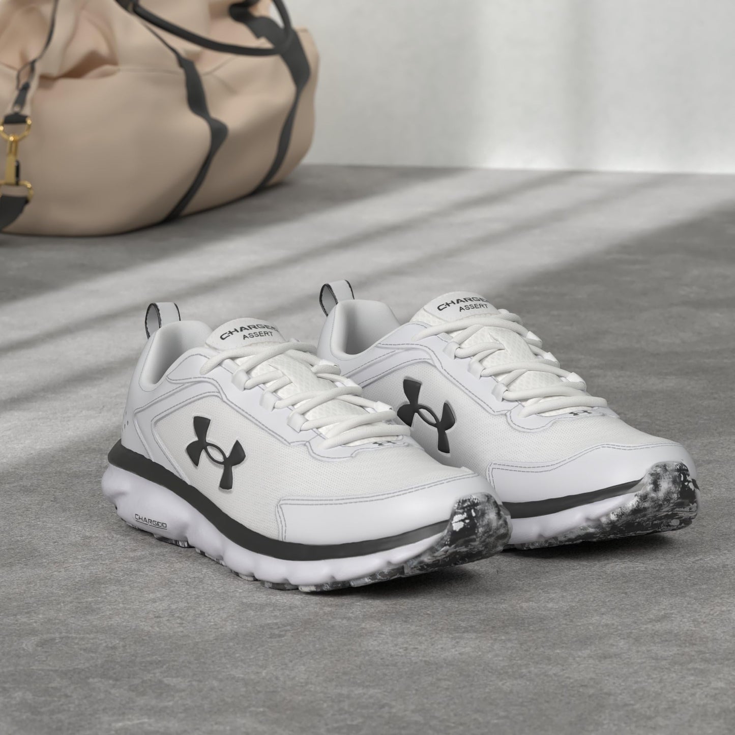 Under Armour Mens Charged Assert 9 Marble Running Shoe, White(101 Black, 15 US