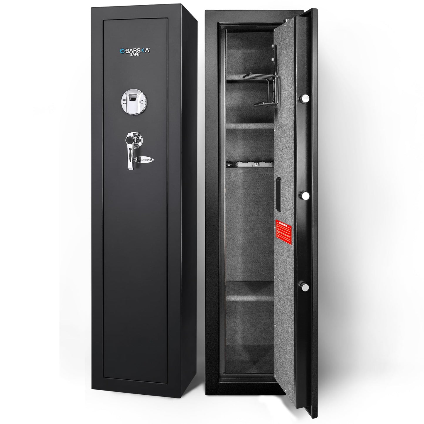 BARSKA Quick and Easy Large Access Biometric Rifles, Firearms and Long Guns Safe for Home, Removable Shelves, Optional Silent Mode, 5.52 Cubic Feet, Up to 10 Rifles without any accessories